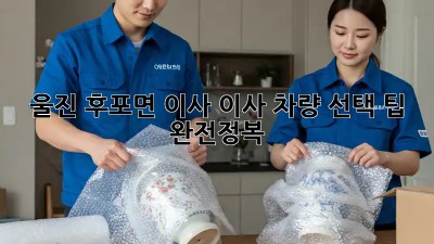 울진 후포면 이사? 이사 차량 선택 팁 완전정복! ✨